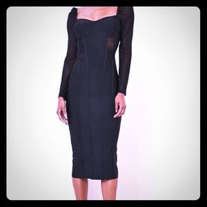 Misguided black mesh corset dress